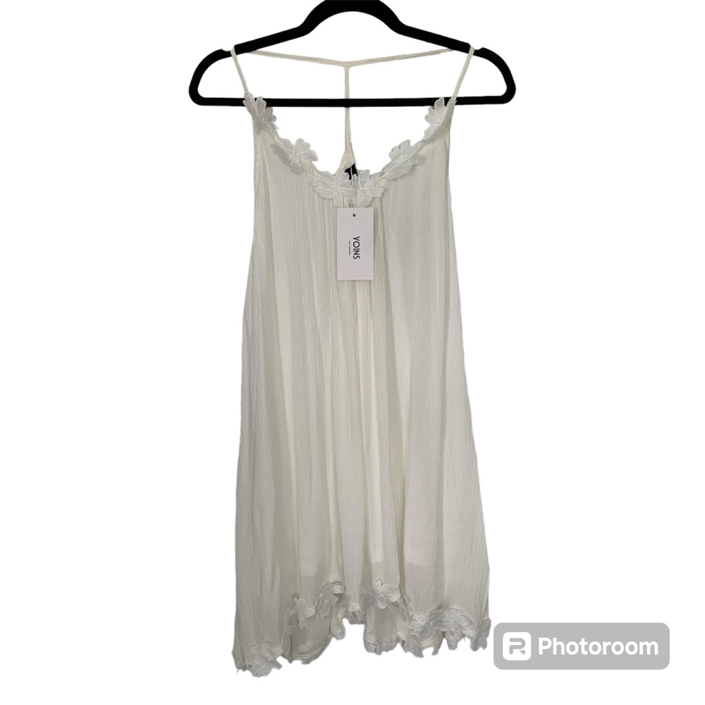 YOINS NWT! Women’ Soft White Dress Flowy Romantic Spaghetti Strap/Racerback M